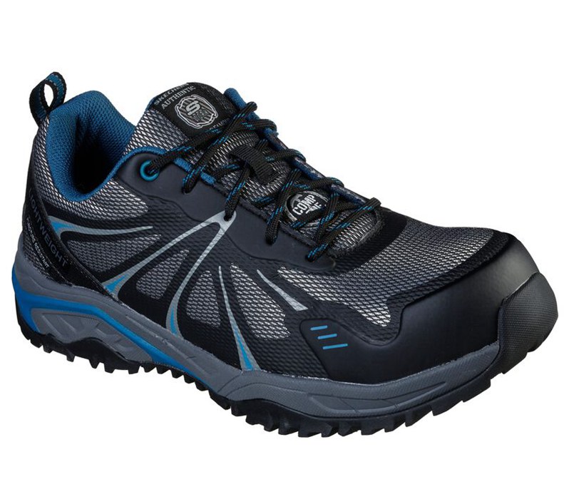 Skechers Herr Svarta/Blå Snörskor - Work: Azbar Comp Toe - Sverige (BZTIC-3701)